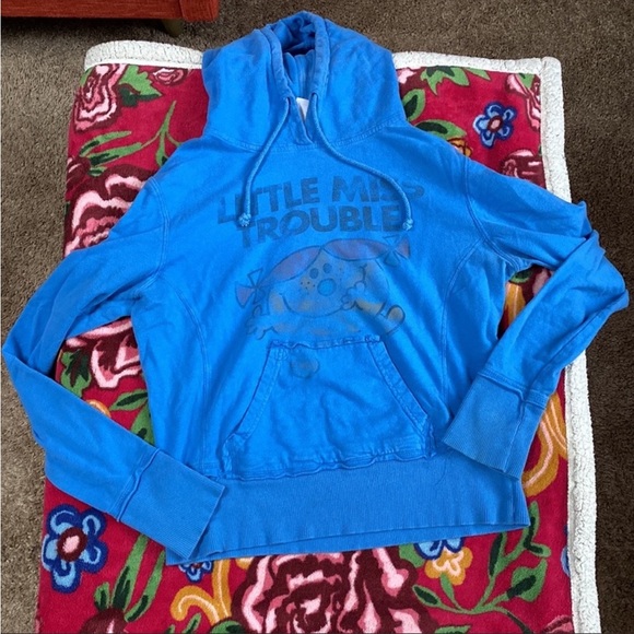 Y2K Junk Food Loves KITSON Cobalt Blue Little Miss Trouble Hoodie - Picture 2 of 10